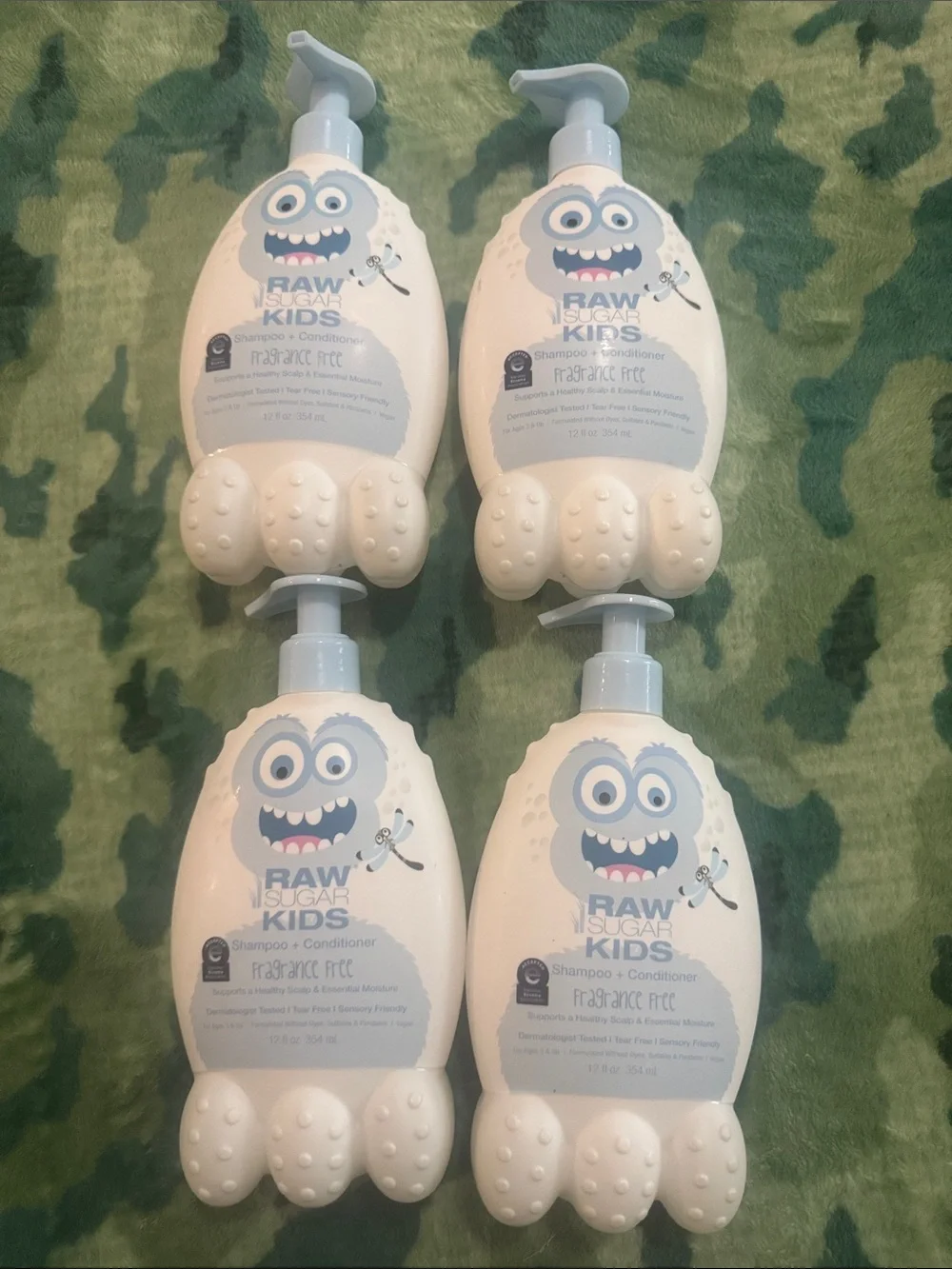 Raw Sugar Kids Fragrance Free Shampoo + Conditioner - Light Blue & White Bottle